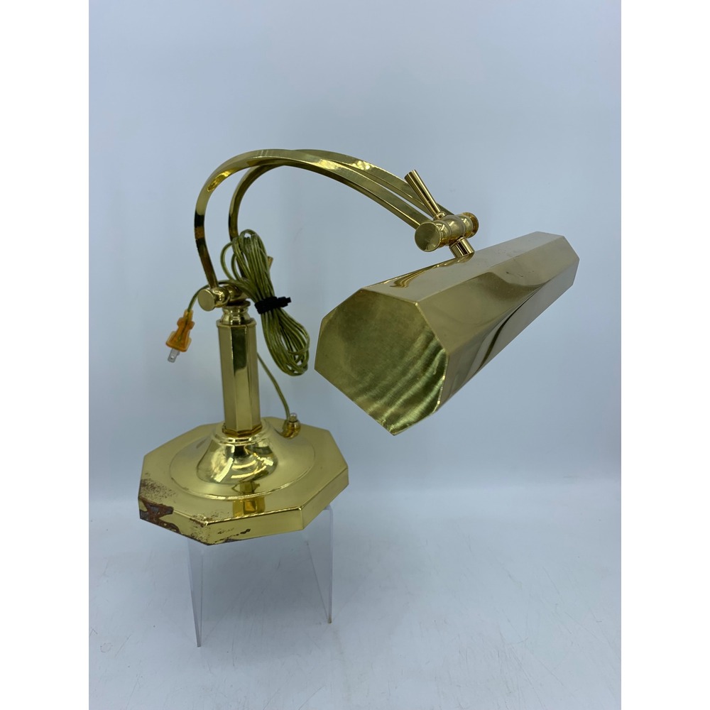 Vtg 1988 Dynasty Classics Brass Hexagon Bankers Desk Lamp Regency Retro Study